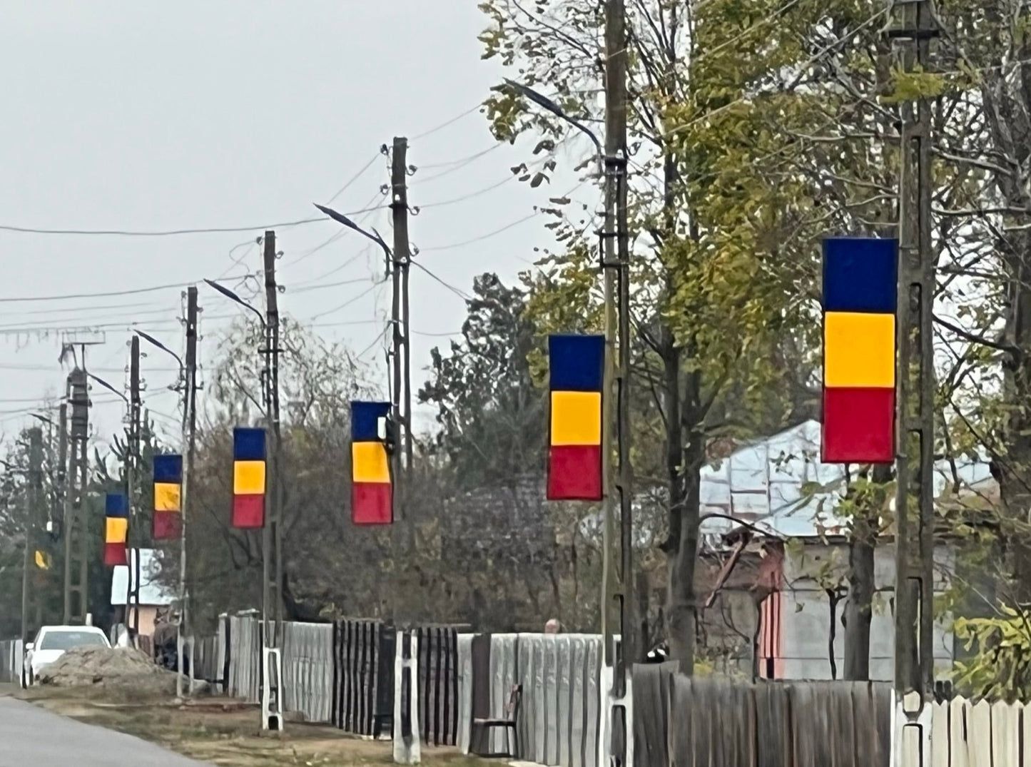 Drapel tricolor cu grilaj metalic