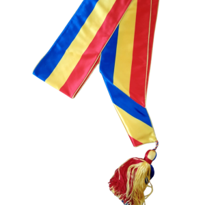 Eșarfă tricoloră cu margine aurie