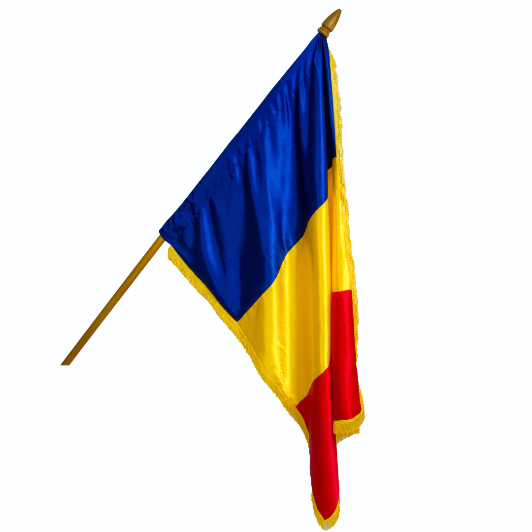 Steag România 135x90 cm, satinat, cu franjuri