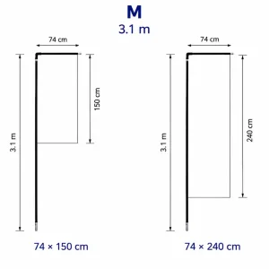 Steag dreptunghiular M pentru sistem 3.1 m, dimensiuni 74 x 150 cm și 74 x 240 cm